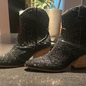 Sparkly cowgirl boots by Betsy Johnson.  Worn once.